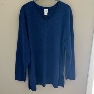 Eileen Fisher cotton cashmere v-neck long tunic size large new with tags